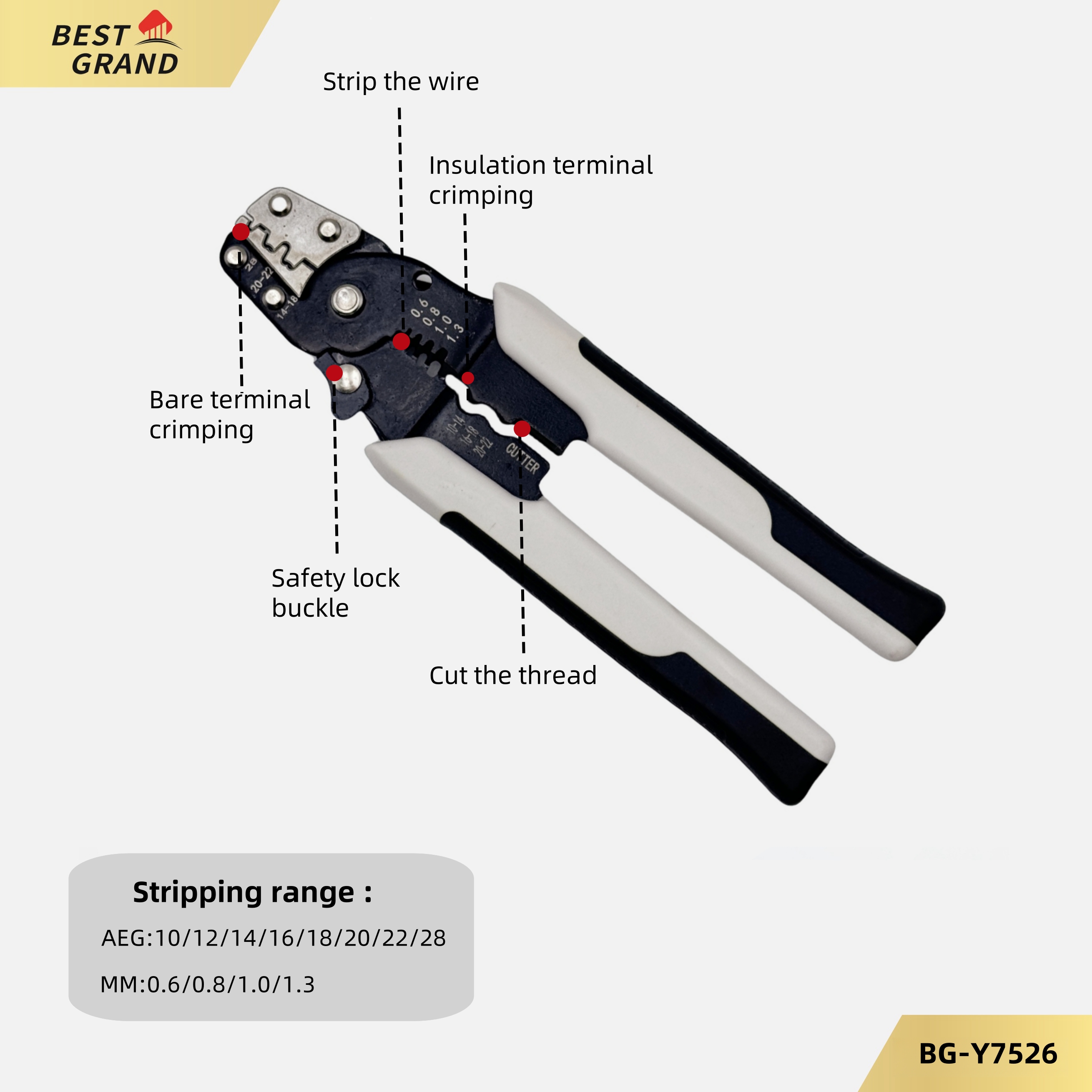 Customizable Crimping Tool DIY Electrician Wire Stripper - 65Mn Steel Material