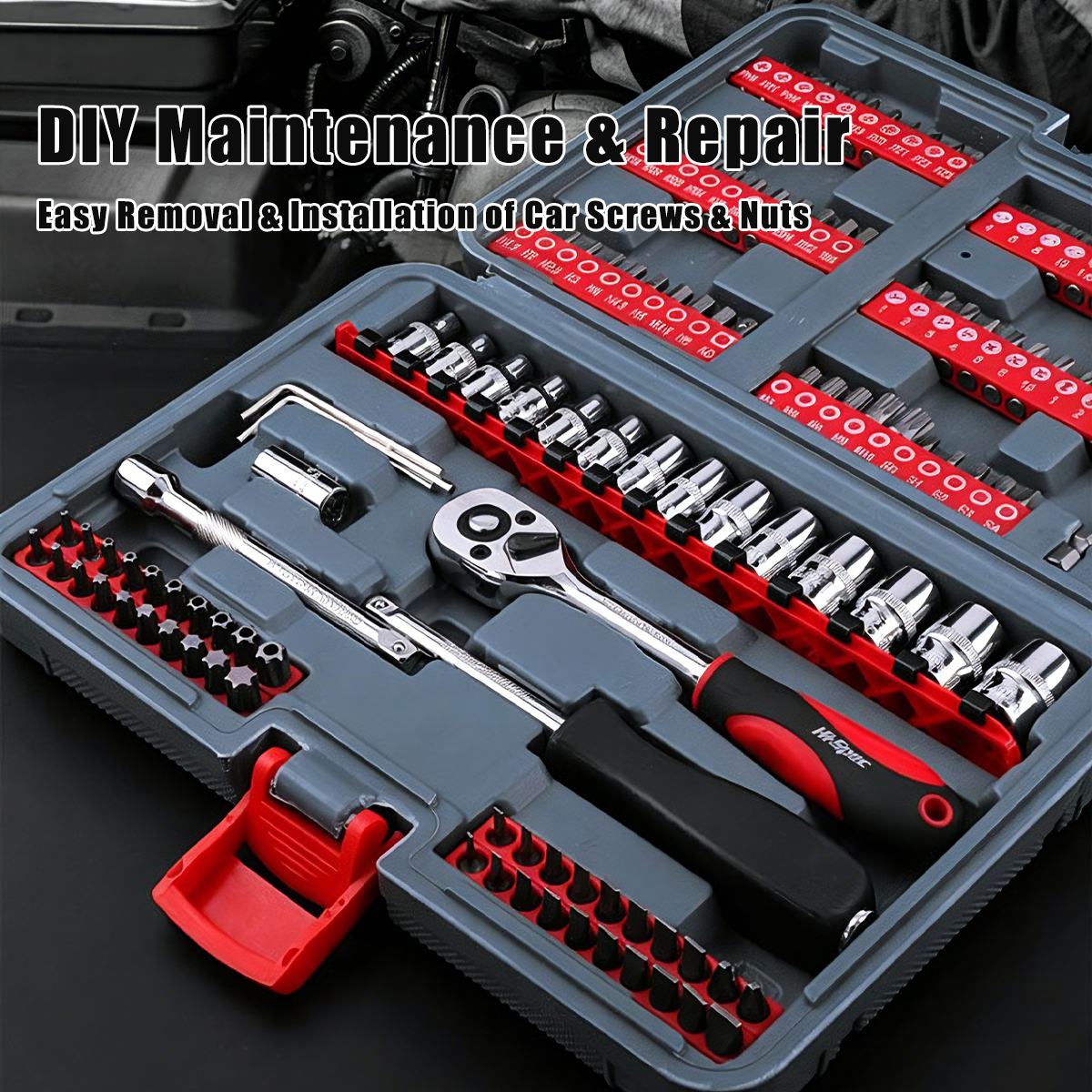Auto Repair Tool Set Multifunctional Special-Shaped Bit Socket Ratchet Wrench Set Hand Operated Hard Case