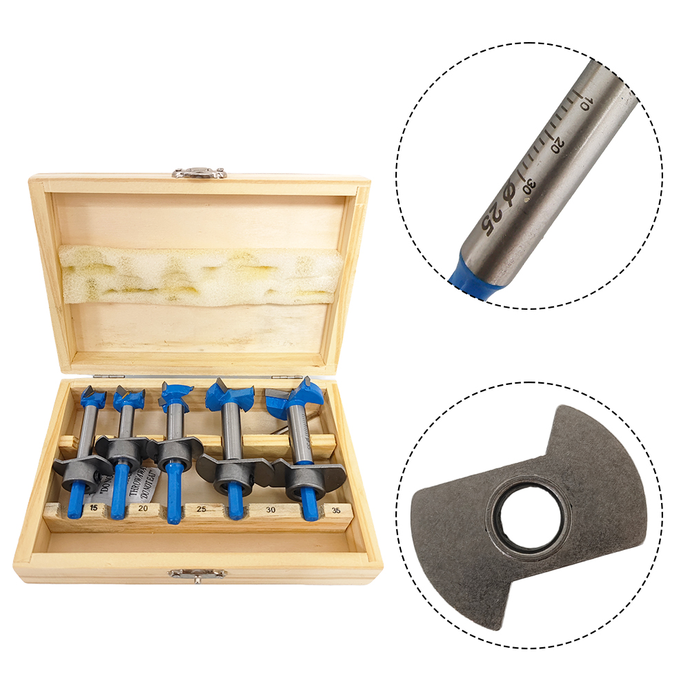 New Arrival Adjustable Woodworking Drilling Tool Complete Woodworking 5pcs Forstner Drill Bits Kit Supplier