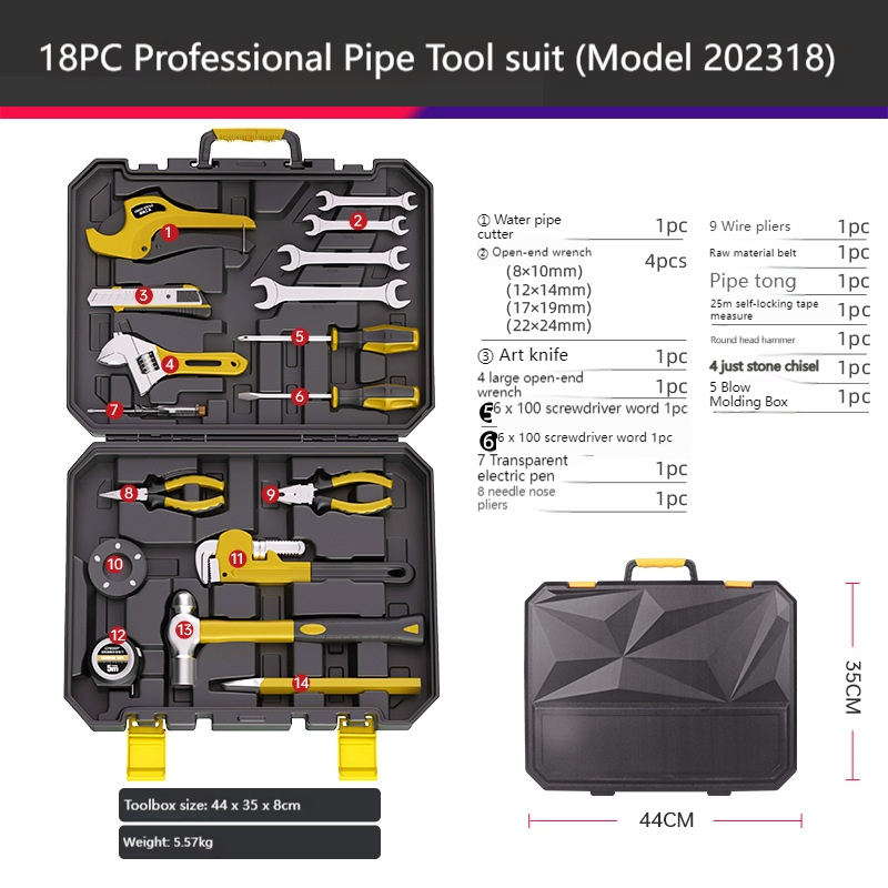 Multi-Functional Plumbing Repair Toolbox Set with Narrow Drain Pipe Sink Faucet Hand Operated 1 Year Warranty