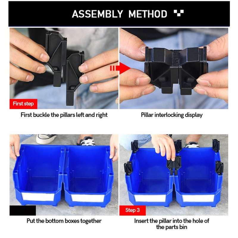 Q1 Red Stackable Parts Storage Organizer 8pcs 180*180*80MM/7.1X7.1*3.1inch Small Container for Garage Tool Storage