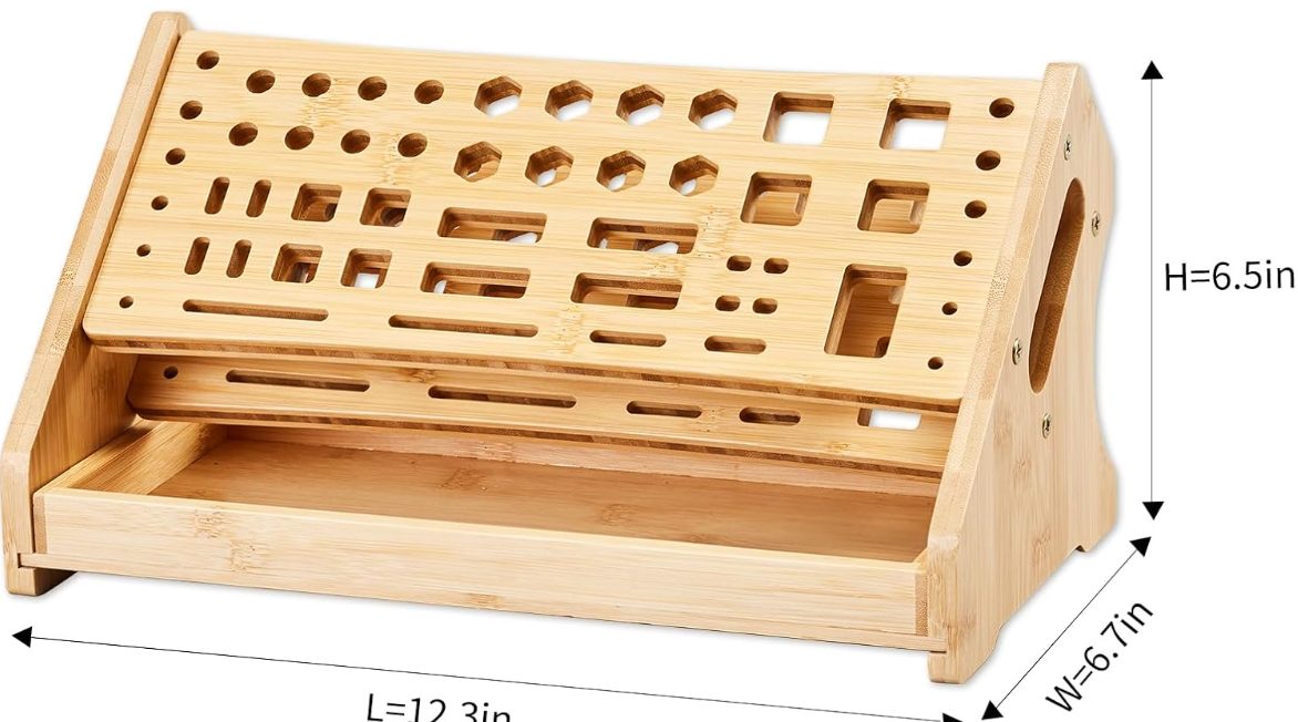 Modern Bamboo Workbench Rack Stand Desktop Organizer for Hand Screwdrivers Hammer Allen Wrench Storage Holder Standing