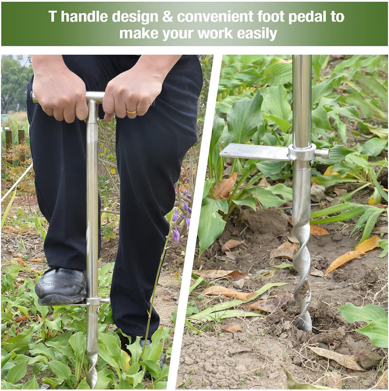 Auger Soil Sampler Probe with with Foot Pedal Stainless Steel Soil Test Tool Equipment for Plant Care Lawn Garden Farm