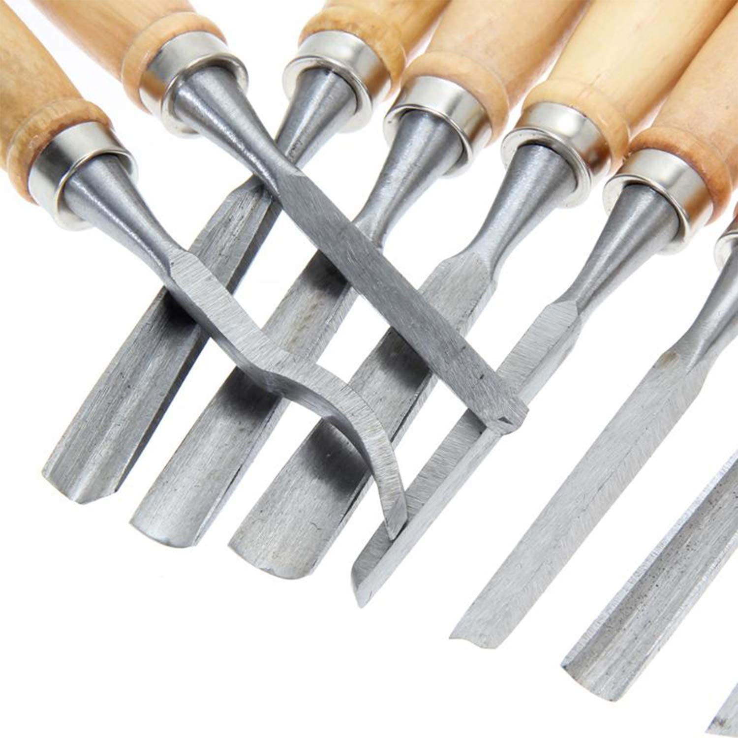 Woodworking Professional Lathe Gouges Tools Cr-V Material 12PCS Wood Carving Chisels Set for Beginners Starter