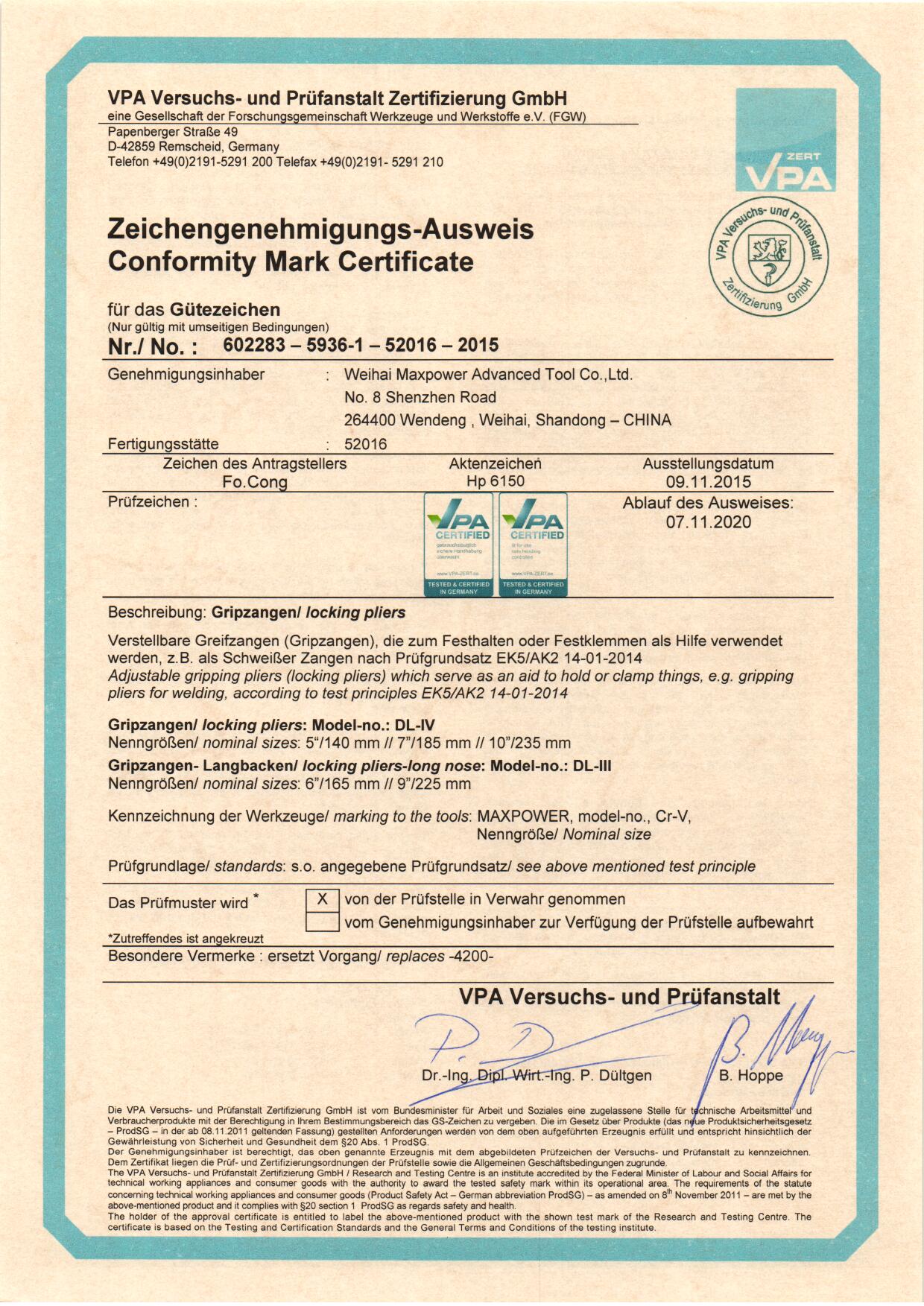 Certification Details 1