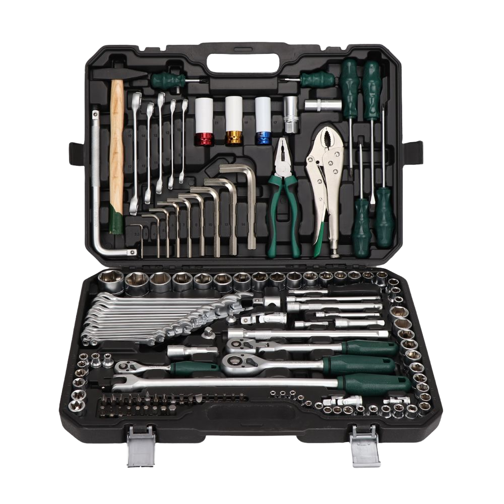 142+2pcs Auto Repair Hand Tool Kit Socket 72 Teeth Ratchet Wrench Screwdriver Bits Hard Case Customizable OEM Made Aluminium