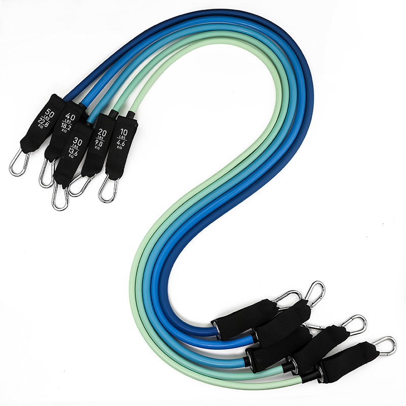 Hot Sale Sport Heavy Duty Workout Strength Training Fitness Exercise 11 PCS Latex Rubber Elastic Resistance Band Tubes
