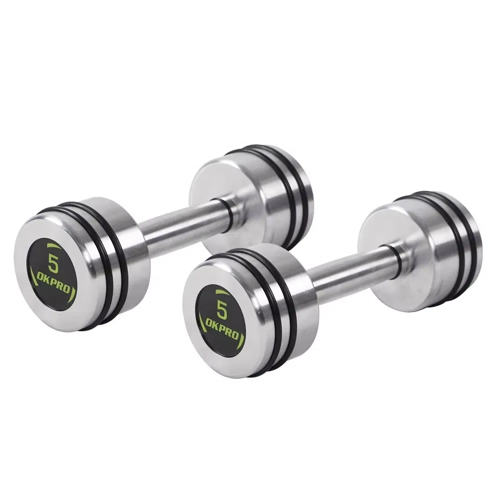 Wholesale Sports Fitness Round Head Chromed Stainless Steel Dumbbell Set