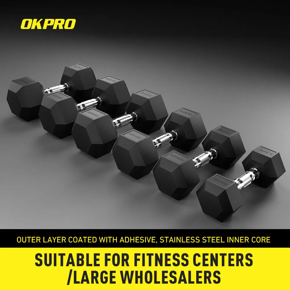 Factory Wholesale Customization Iron Dumbbell Set Gym Equipment Fitness Rubber Hex Dumbbell