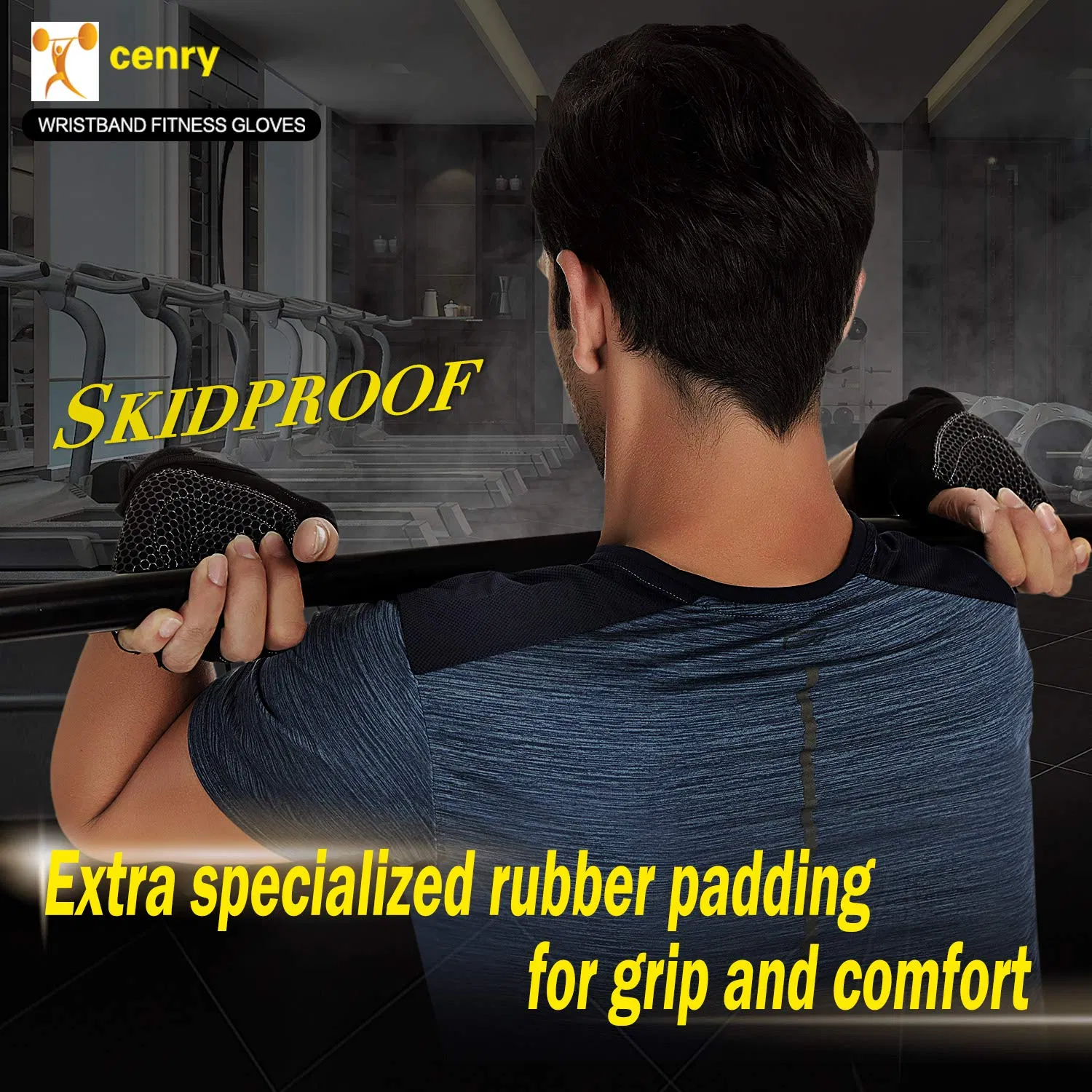 Microfiber Anti Slip Grip Weight Lifting Gym Gloves for Workout Training Fitness Bodybuilding