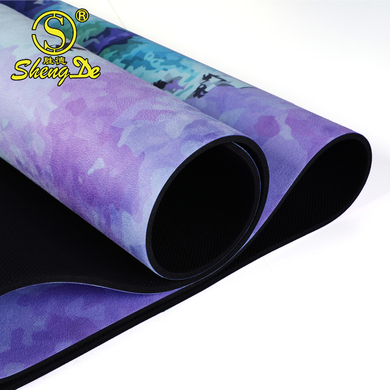Factory Wholesale Logo Custom Mandala Non Slip Vegan Suede Rubber Yoga Mat