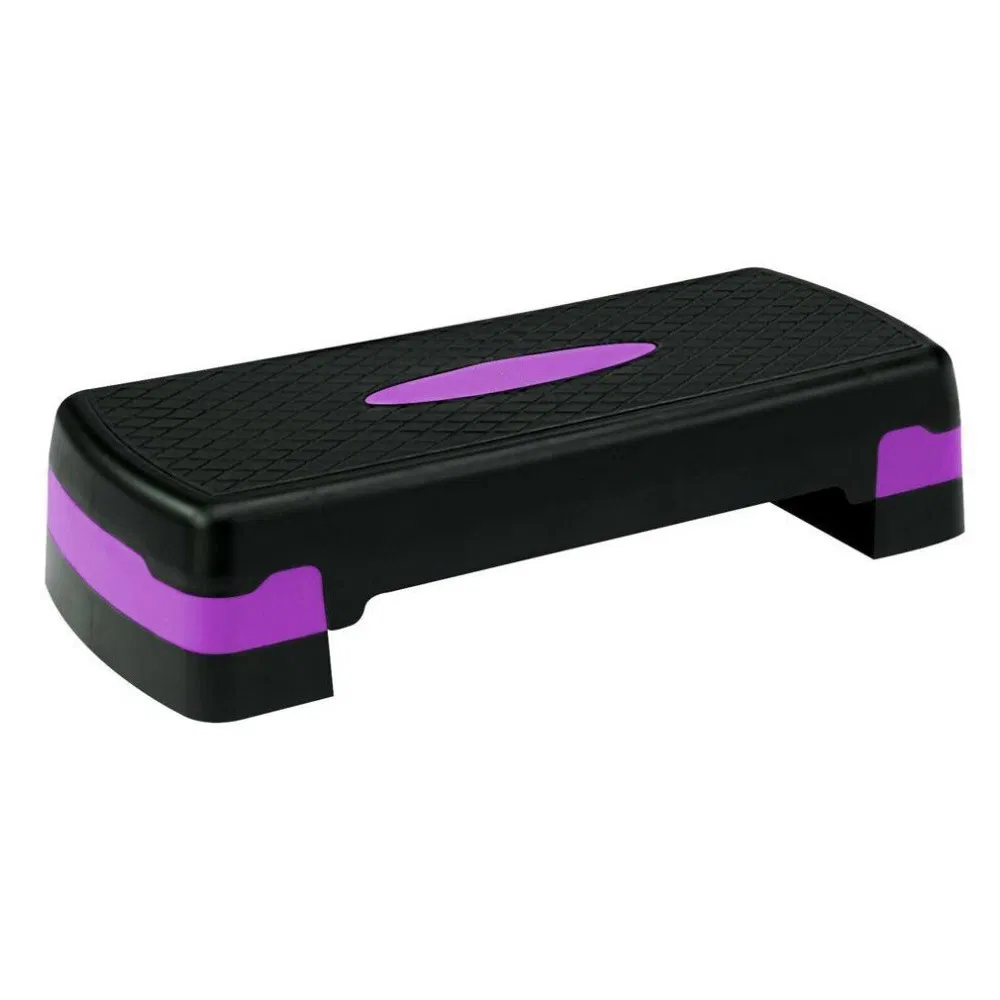 Strong Bearing Aerobic Exercise Step Platform with 2 Risers, Adjustable Height Workout Stepper for Home and Gym