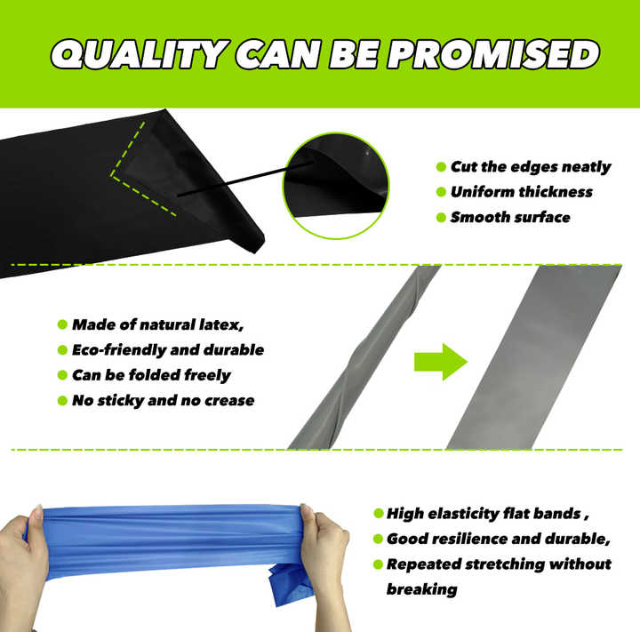 Custom Color 5 Different Levels Resistance Fitness Elastic Bands Set for Yoga Pilates Workout Physiotherapy Strength Training