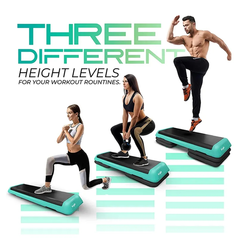 Basics Aerobic Exercise Workout Step Platform with Adjustable Risers for Home Gym Training