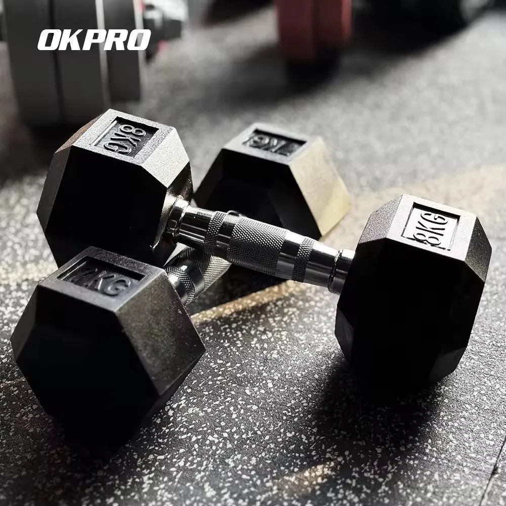 Okpro Factory Wholesale Strength Training Free Weights Rubber Lbs Gym Hex Dumbbell
