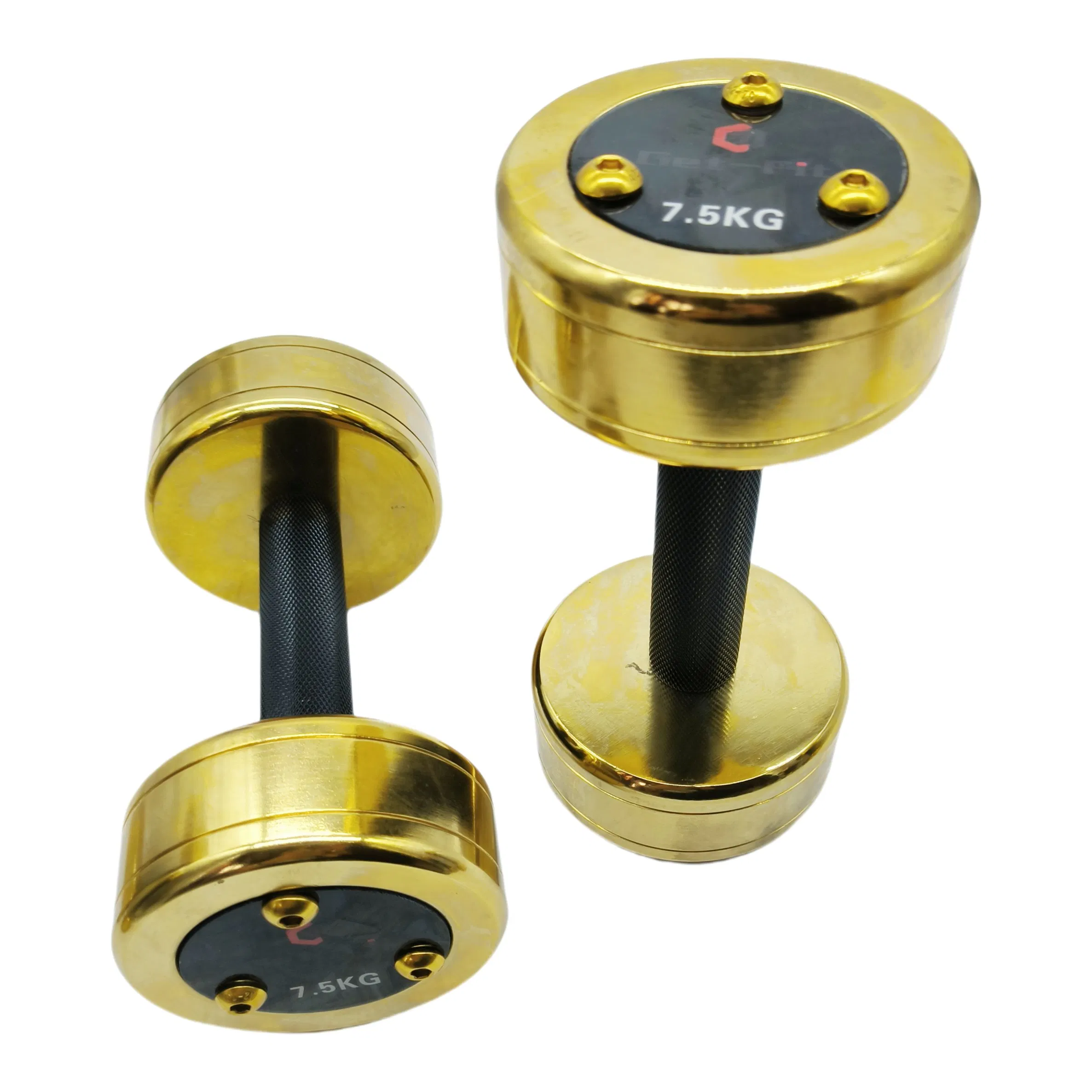 High Quality Gold Dumbbells Titanium Adjustable Round Dumbbell Gold Plating Dumbbells Set