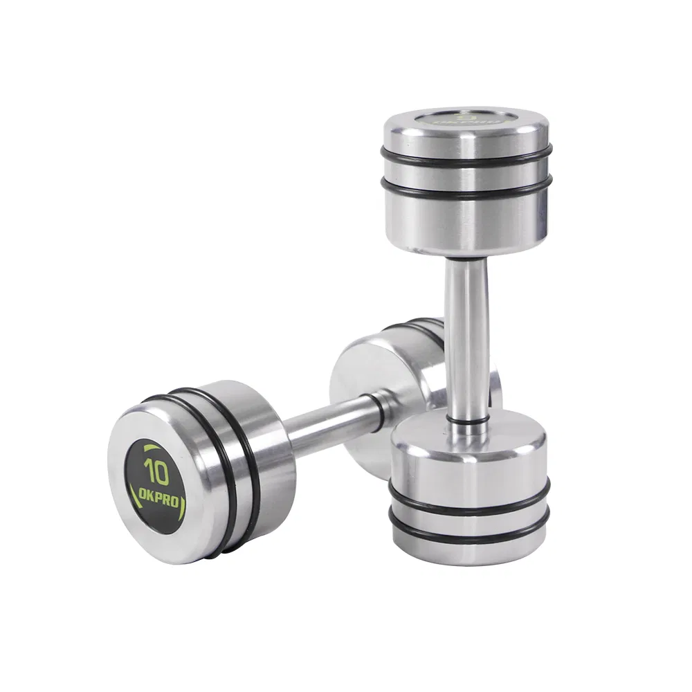 Wholesale Sports Fitness Round Head Chromed Stainless Steel Dumbbell Set