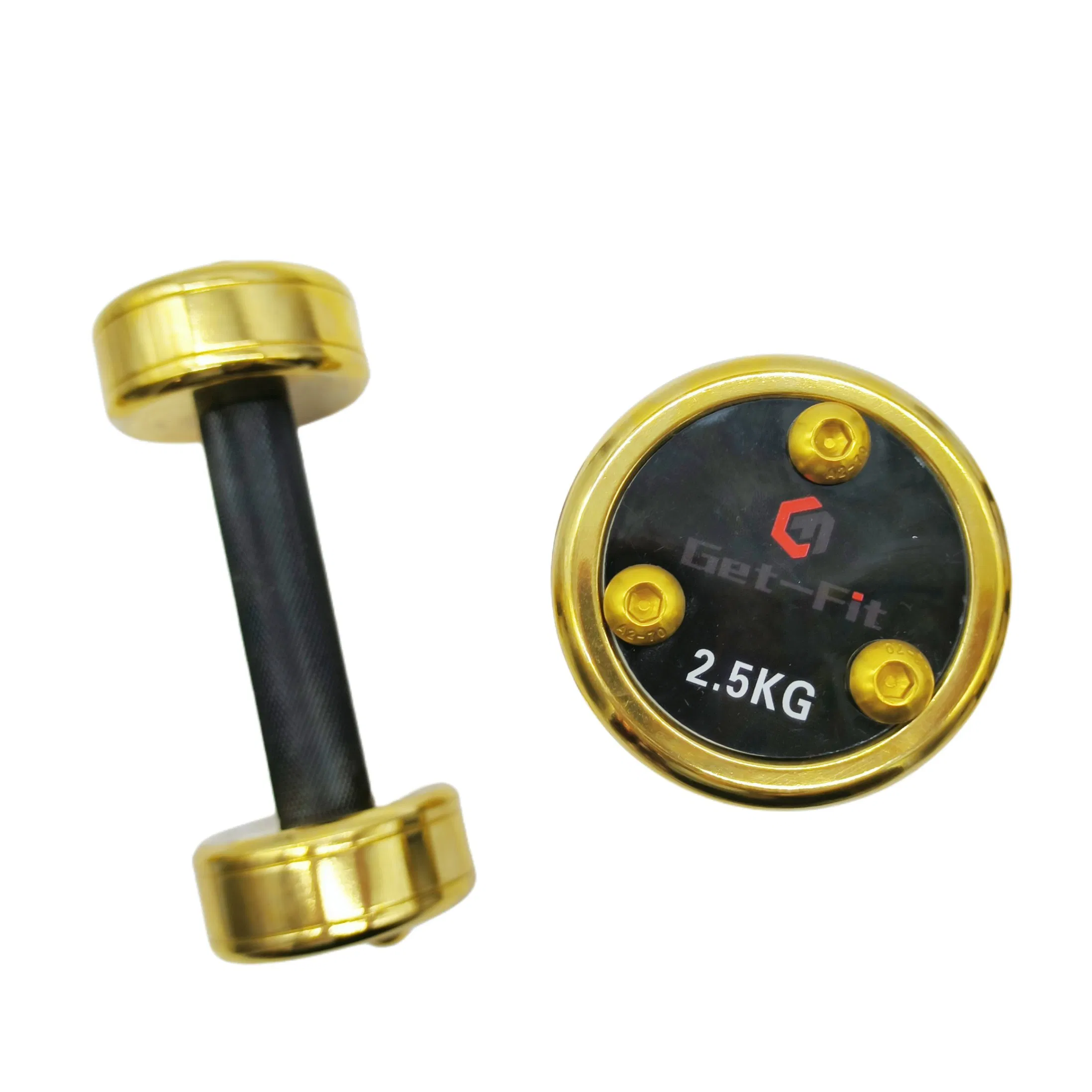 High Quality Gold Dumbbells Titanium Adjustable Round Dumbbell Gold Plating Dumbbells Set