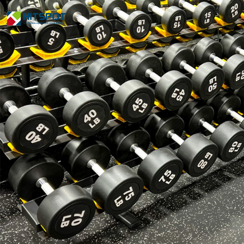 Custom Logo 2.5-50kg Black Rubber Round Dumbbell Set for Gym or Home Work out