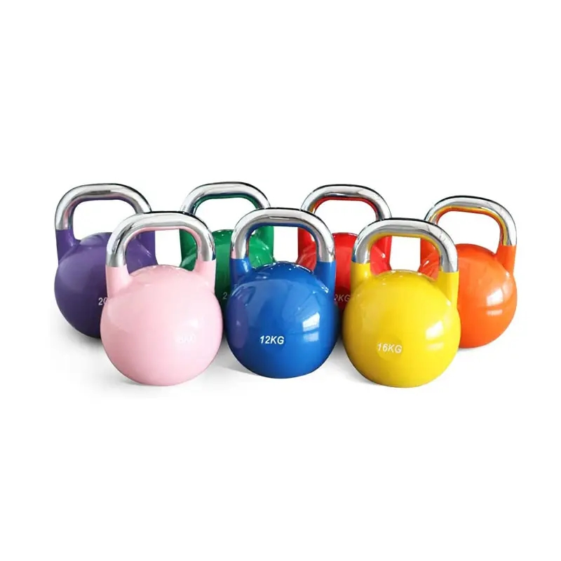 Fitness Weight Lifting Kettle Bells Cheap 12-32kg Color Coated Steel Competition Kettlebells