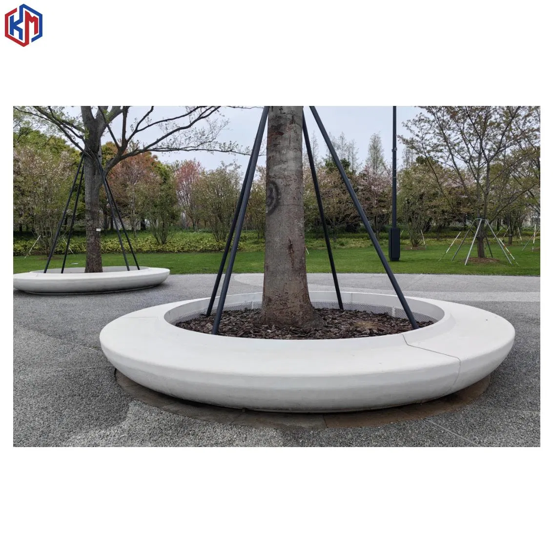 Outdoor Weather Resistant White Light Weight Grc Concrete Cement Bench Flower Pond