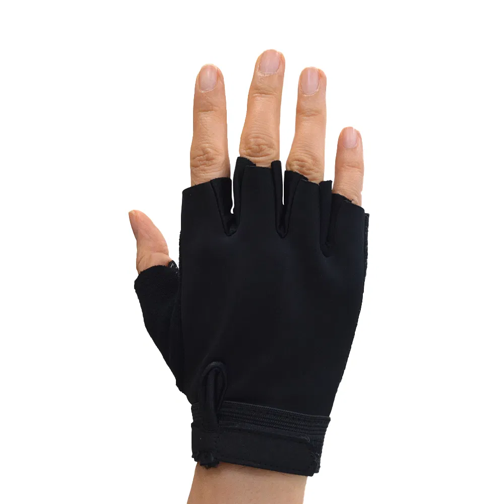 Anti Slip Half Finger Gloves Black Breathable Fabric Training Fitness Gloves
