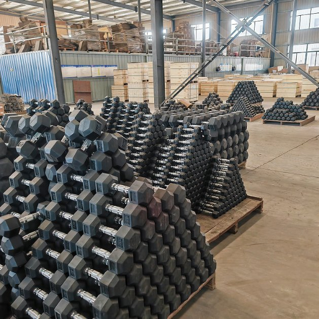 Factory Direct Selling Eco-Friendly Gym Custom Dumbbells Rubber Hex Dumbbell Set