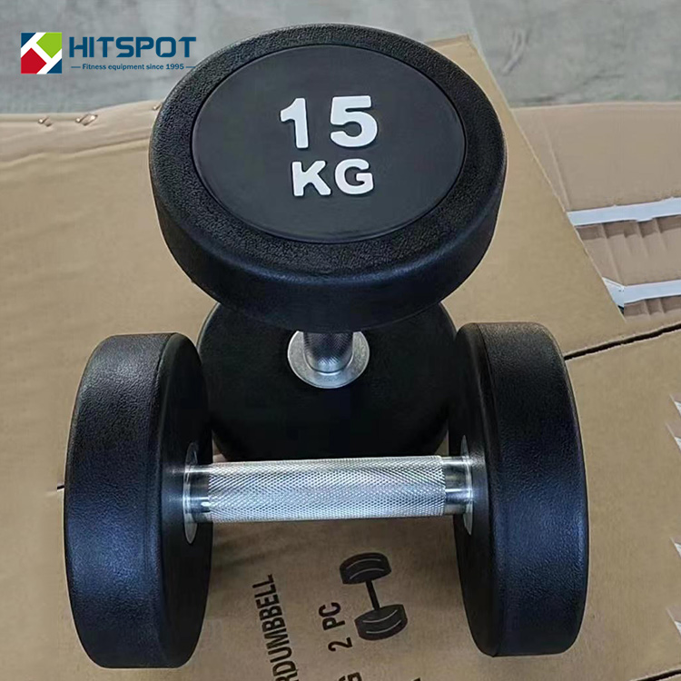 Custom Logo 2.5-50kg Black Rubber Round Dumbbell Set for Gym or Home Work out