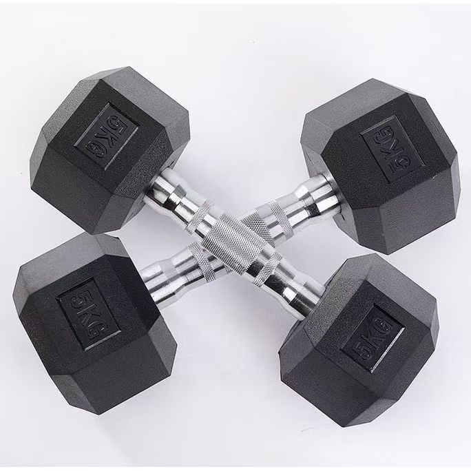 15kg Dumbbells - Men's Fitness Equipment for Home and Commercial Use, Strength Training, Rubber-Coated Hexagonal Electroplated Dumbbells
