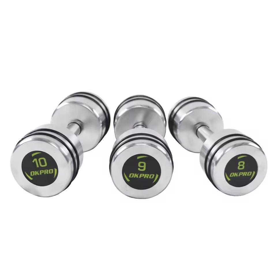 Wholesale Sports Fitness Round Head Chromed Stainless Steel Dumbbell Set