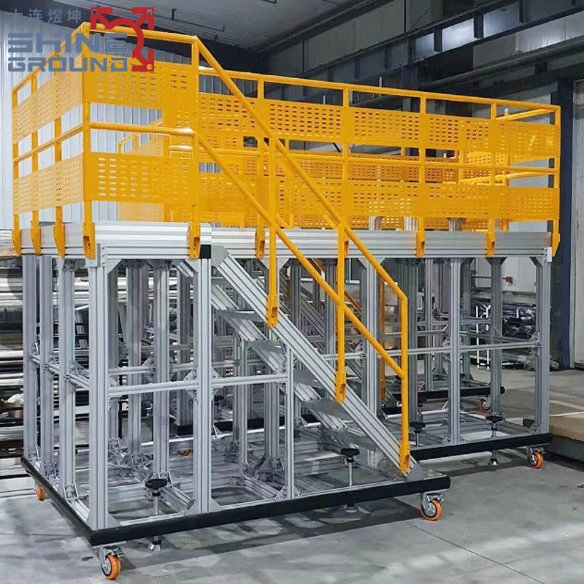 Heavy Duty Aluminum Step Platforms for Production Line Maintenance