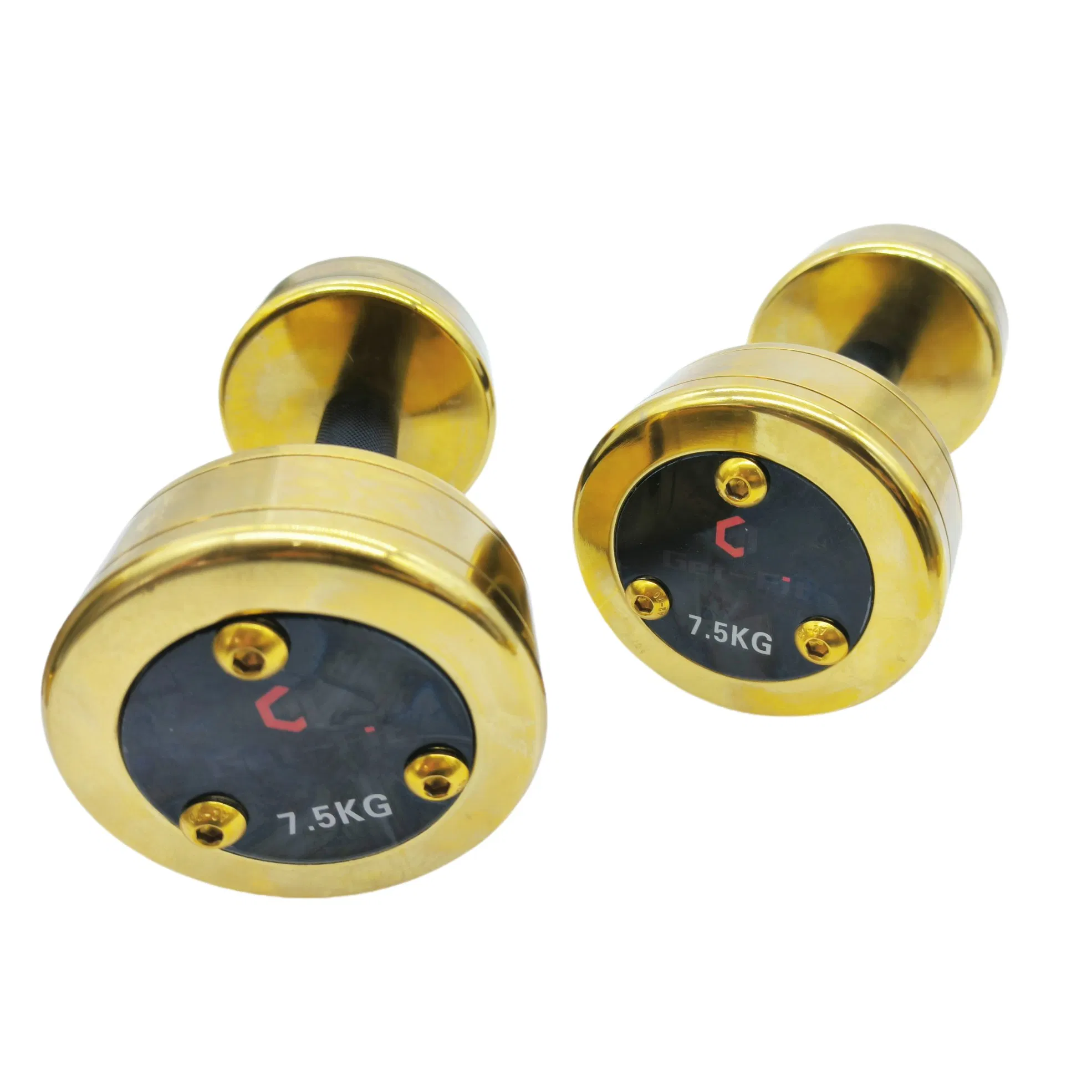 High Quality Gold Dumbbells Titanium Adjustable Round Dumbbell Gold Plating Dumbbells Set