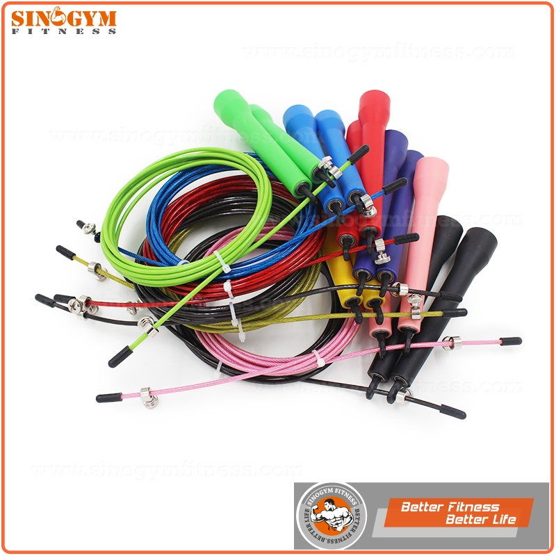 Length Adjustable PP Handle PVC Coated Steel Wire Cable Gym Skipping Jump Rope for Workout