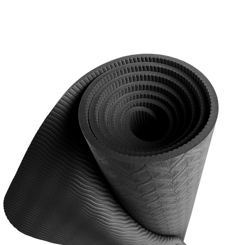 Exercise Workout Sports Non Slip Custom Eco Friendly Sustainable Recyclable Black TPE Yoga Mat