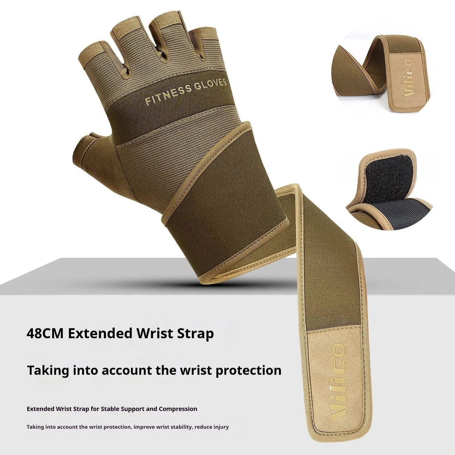 Sports and Fitness Gloves, Summer Breathable and Wear-Resistant Barbell Equipment, Weightlifting and Iron Rolling, Extended Wrist Guard, Half Finger Gloves