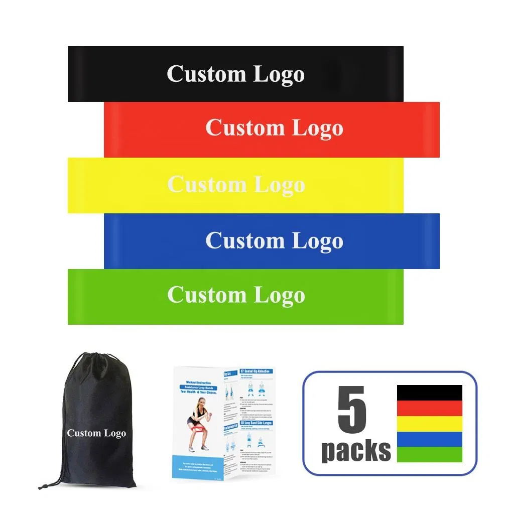 Custom Logo Mini Loop Fitness Bands Set Elastic Latex Resistance Training Equipment Home Gym Workout Yoga Resistance Bands