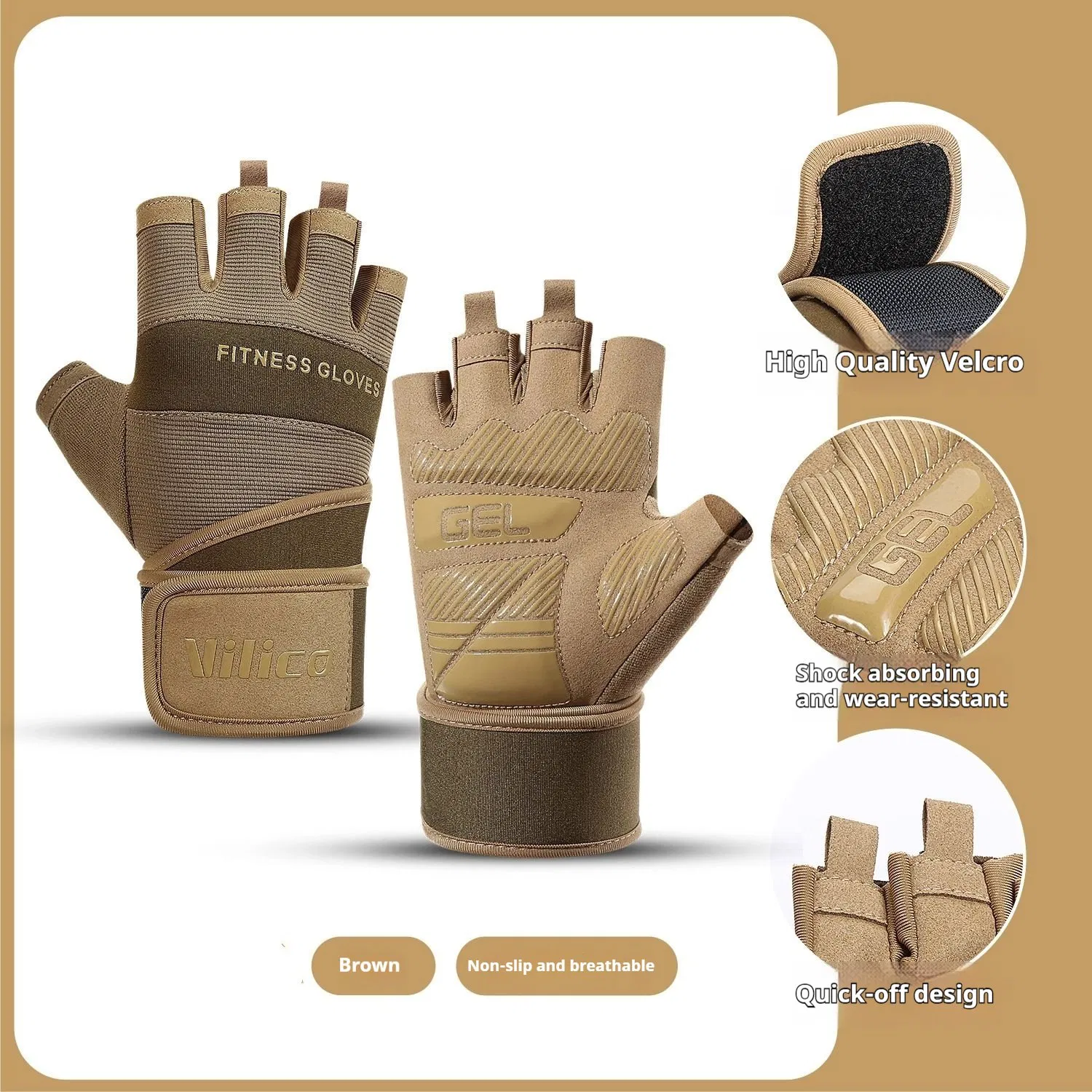 Sports and Fitness Gloves, Summer Breathable and Wear-Resistant Barbell Equipment, Weightlifting and Iron Rolling, Extended Wrist Guard, Half Finger Gloves