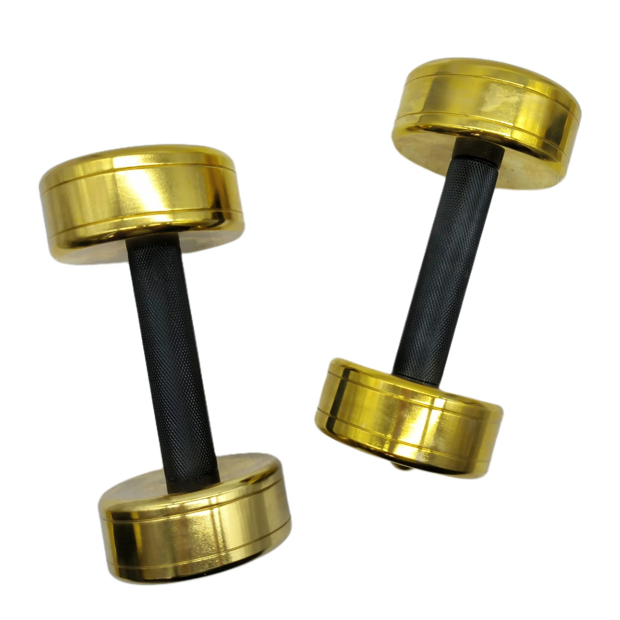 High Quality Gold Dumbbells Titanium Adjustable Round Dumbbell Gold Plating Dumbbells Set