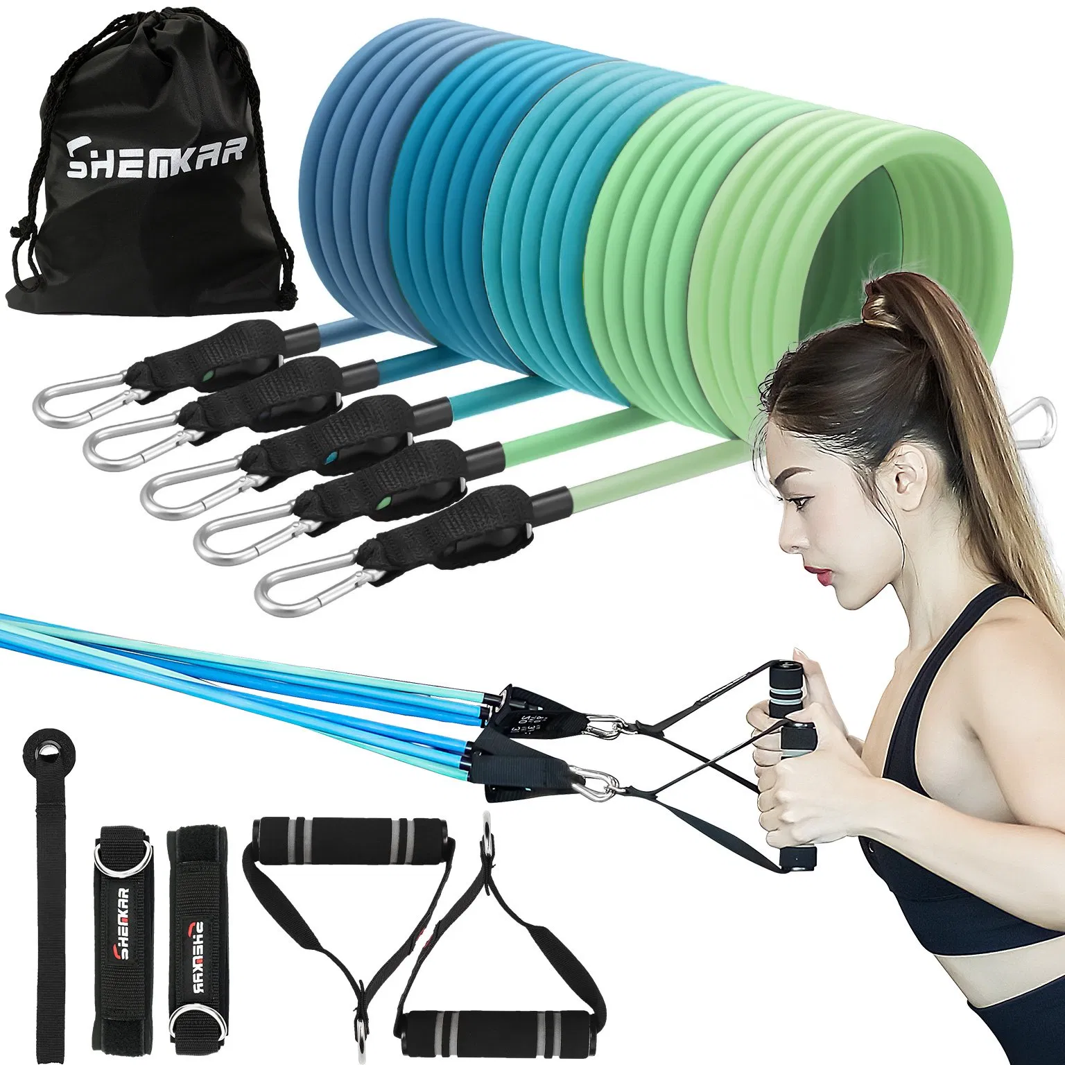 Hot Sale Sport Heavy Duty Workout Strength Training Fitness Exercise 11 PCS Latex Rubber Elastic Resistance Band Tubes