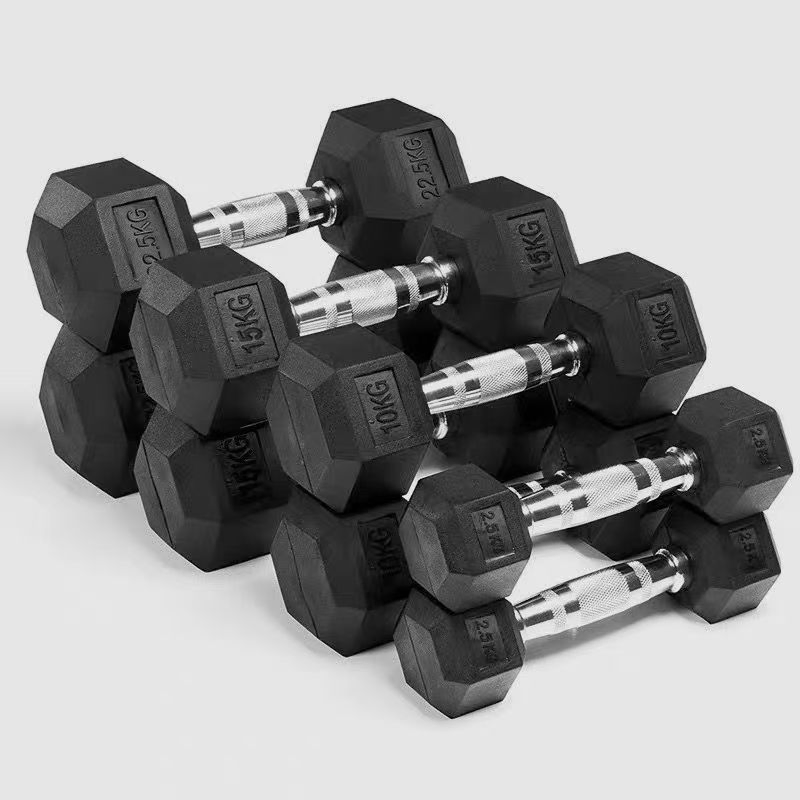 15kg Dumbbells - Men's Fitness Equipment for Home and Commercial Use, Strength Training, Rubber-Coated Hexagonal Electroplated Dumbbells