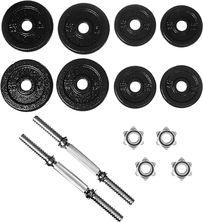 Adjustable Barbell Lifting Dumbbells Weight Set 20kg Black