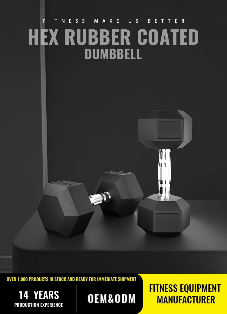 Rubber Hex Dumbbell Detail 1