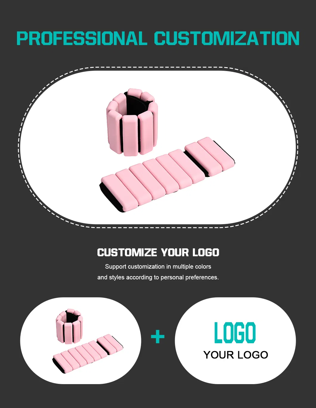 Custom Silicone Sports Fitness Ankle Weights Adjustable Iron and Neoprene Wrist Strap