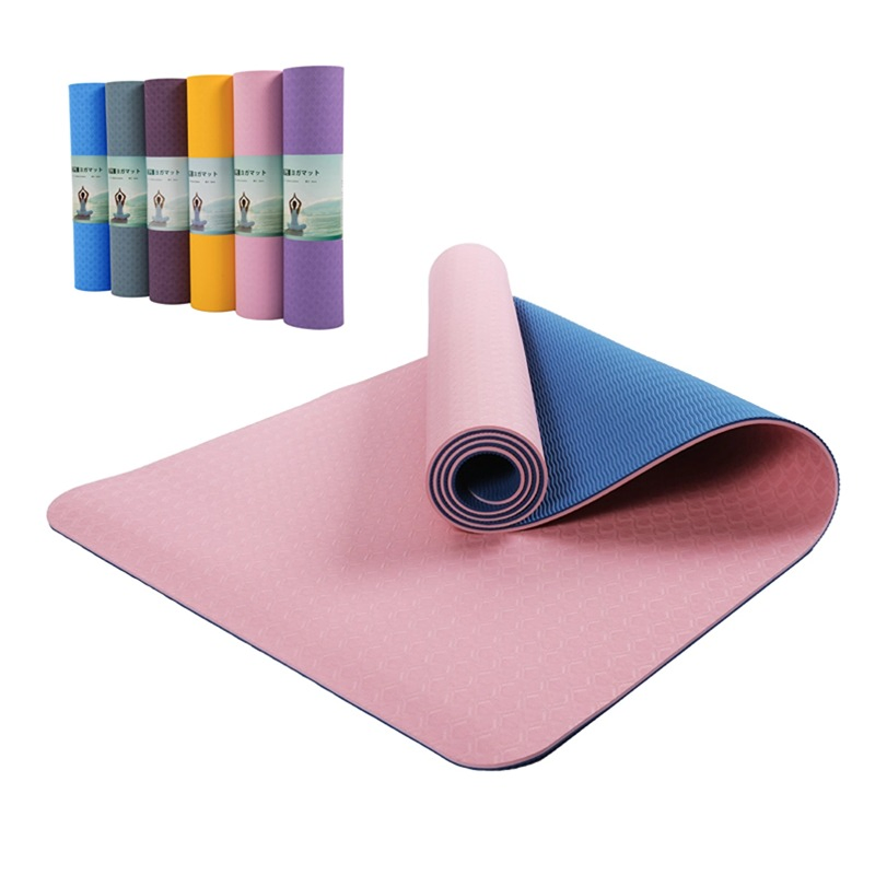 Factory Custom Wholesale Gym Eco-Friendly Double Color Layer Exercise Non-Slip Foam TPE Yoga Mat