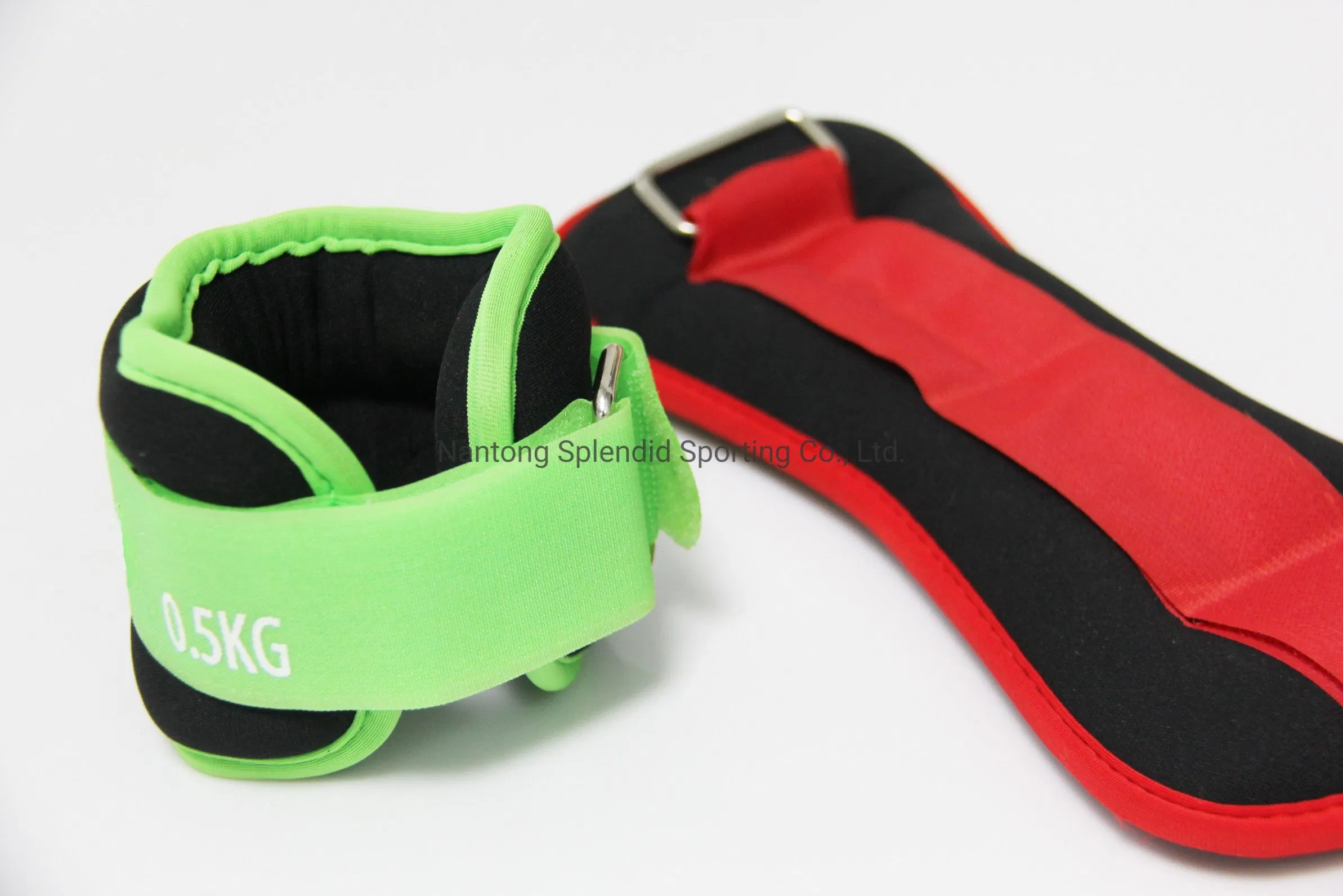 Wholesale High Quality Leg Weights Waterproof Neoprene Sands Fabric Adjustable Green Neoprene 1kg Arm Leg Ankle Wrist Weights Ankle Weights