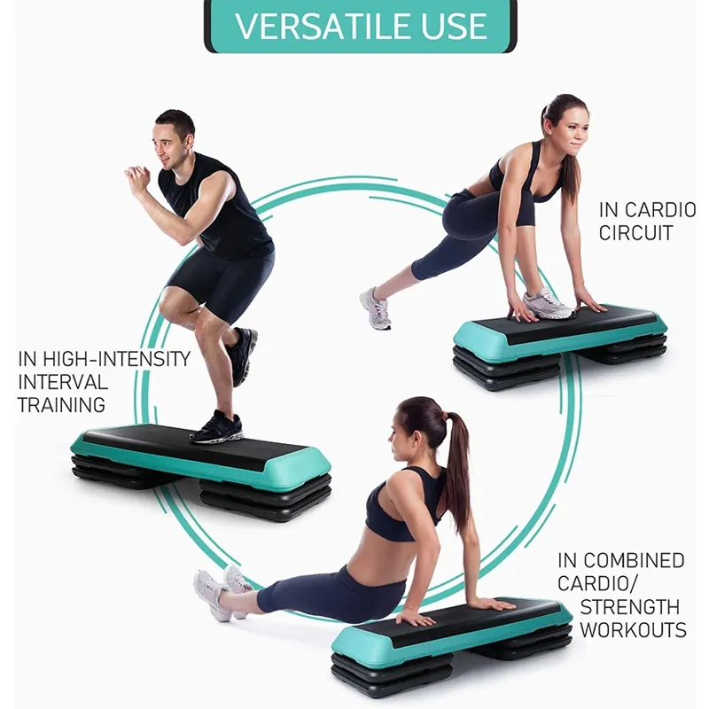 Basics Aerobic Exercise Workout Step Platform with Adjustable Risers for Home Gym Training