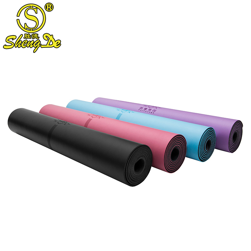 Wholesale High Quality Eco Friendly Black Gold Stamp Print Alignment Arch PU Rubber Yoga Mat