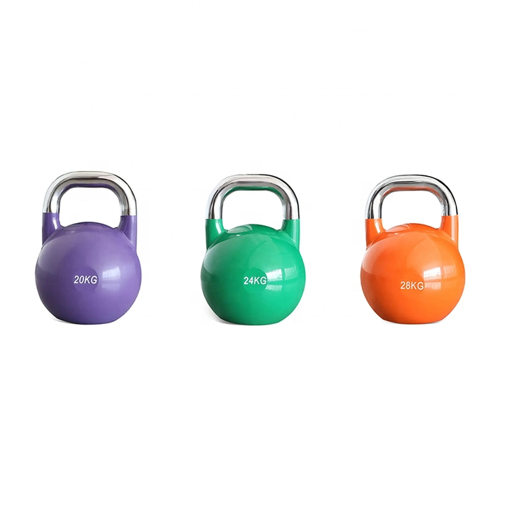 Fitness Weight Lifting Kettle Bells Cheap 12-32kg Color Coated Steel Competition Kettlebells