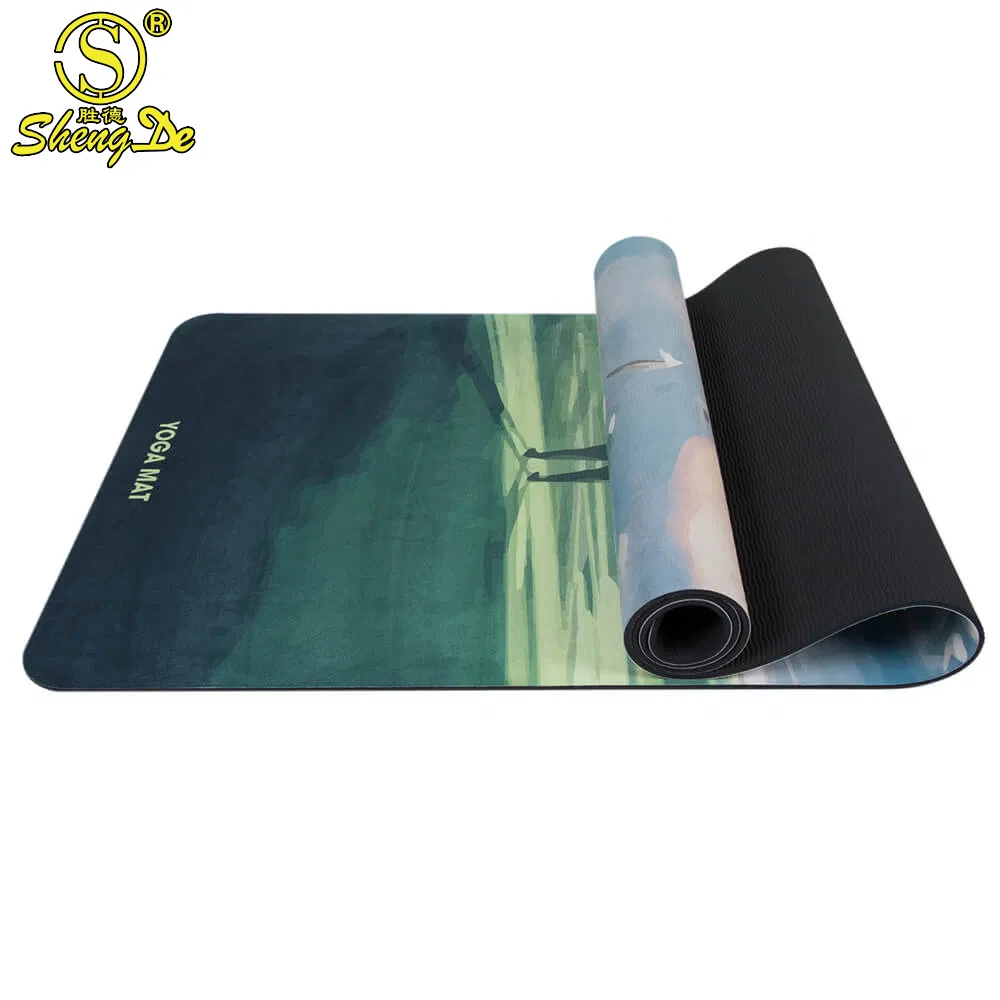 Fashion Sport High Quality Eco-Friendly Custom Print Travel Suede TPE Yoga Mat