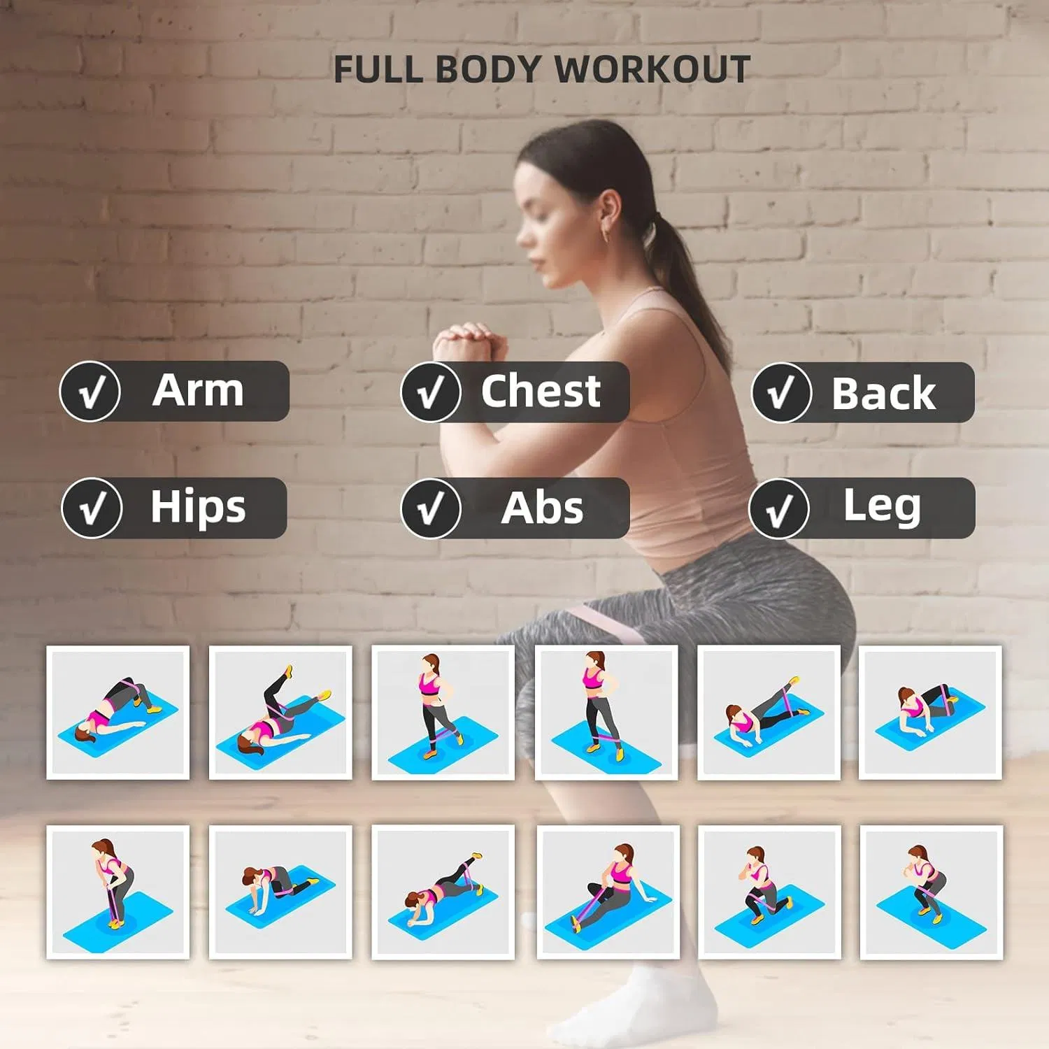 Custom Logo Mini Loop Fitness Bands Set Elastic Latex Resistance Training Equipment Home Gym Workout Yoga Resistance Bands